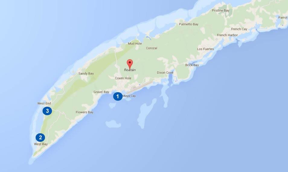 ನಕ್ಷೆ ಹೊಂಡುರಾಸ್ ಮತ್ತು roatan